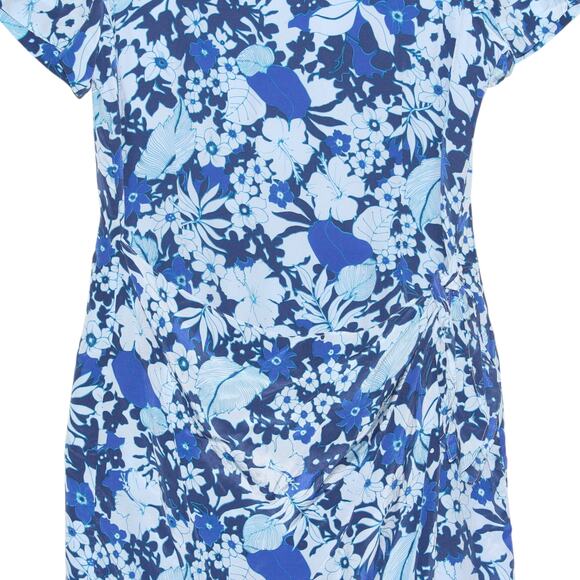 Vintage 100% Silk Appleseed’s Midi Wrap Dress Size 16 Floral Blue - Picture 4 of 9